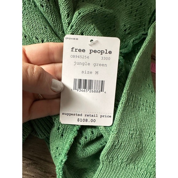 Free People Sand Castle Crop Sweater Deep Pacific Jungle Green M NWT - Picture 4 of 11